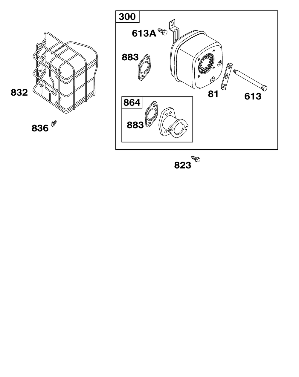 Exhaust Group Diagram and Parts List for 21R707-0152-G1  Cub Cadet Engine